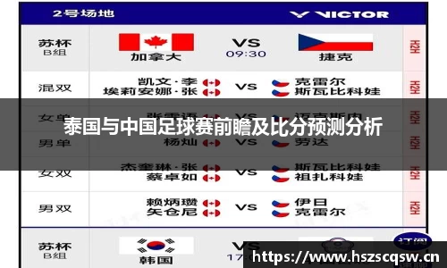 泰国与中国足球赛前瞻及比分预测分析